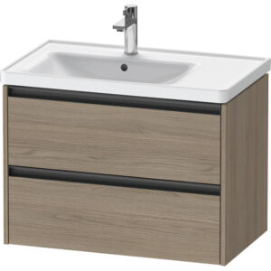 duravit ketho 2 wastafelonderbouwkast met 2 laden voor waskom links 78.4x45.5x54.9cm met grepen antraciet eiken terra mat sw773046