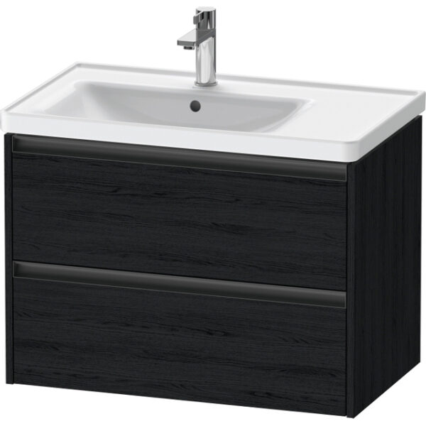 duravit ketho 2 wastafelonderbouwkast met 2 laden voor waskom links 78.4x45.5x54.9cm met grepen antraciet eiken zwart mat sw772866