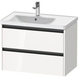 duravit ketho 2 wastafelonderbouwkast met 2 laden voor waskom links 78.4x45.5x54.9cm met grepen antraciet hoogglans wit sw772944