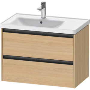 duravit ketho 2 wastafelonderbouwkast met 2 laden voor waskom links 78.4x45.5x54.9cm met grepen antraciet natuur eiken mat sw772791