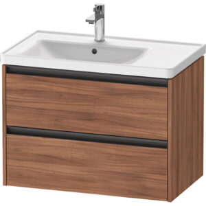 Duravit Ketho 2 wastafelonderbouwkast met 2 laden voor waskom links 78.4x45.5x54.9cm met grepen antraciet noten mat K25285079790000