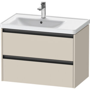 Duravit Ketho 2 wastafelonderbouwkast met 2 laden voor waskom links 78.4x45.5x54.9cm met grepen antraciet taupe supermat K25285083830000