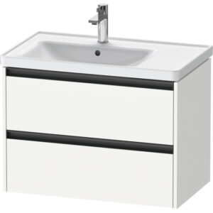 Duravit Ketho 2 wastafelonderbouwkast met 2 laden voor waskom links 78.4x45.5x54.9cm met grepen antraciet wit mat K25285018180000