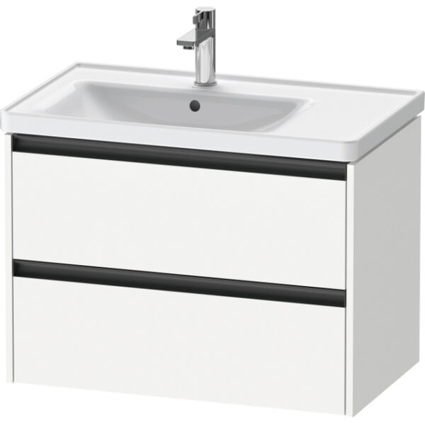 Duravit Ketho 2 wastafelonderbouwkast met 2 laden voor waskom links 78.4x45.5x54.9cm met grepen antraciet wit mat K25285018180000