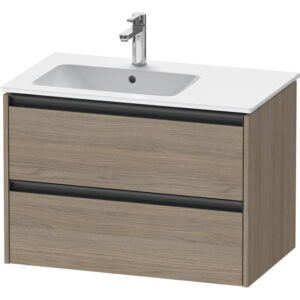 duravit ketho 2 wastafelonderbouwkast met 2 laden voor waskom links 81x48x54.9cm met grepen antraciet eiken terra mat sw773030