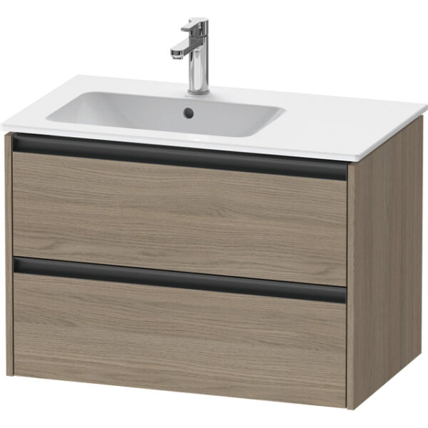 duravit ketho 2 wastafelonderbouwkast met 2 laden voor waskom links 81x48x54.9cm met grepen antraciet eiken terra mat sw773030