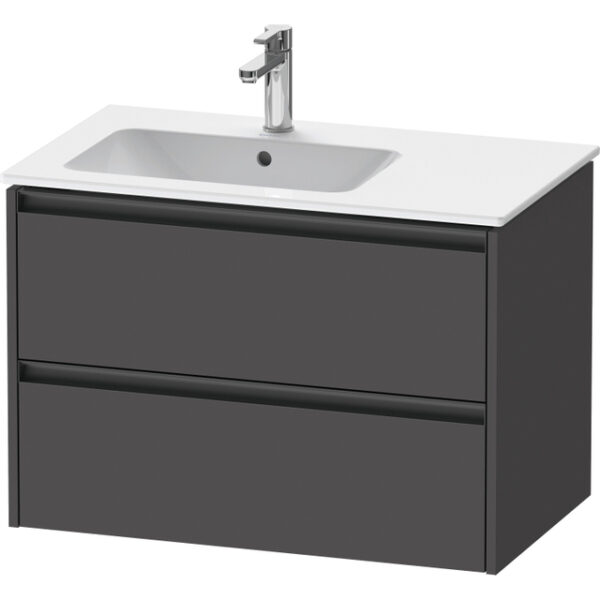 duravit ketho 2 wastafelonderbouwkast met 2 laden voor waskom links 81x48x54.9cm met grepen antraciet grafiet mat sw773005