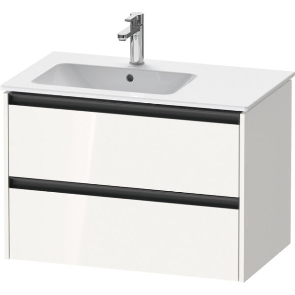 Duravit Ketho 2 wastafelonderbouwkast met 2 laden voor waskom links 81x48x54.9cm met grepen antraciet hoogglans wit K25267022220000