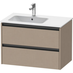 duravit ketho 2 wastafelonderbouwkast met 2 laden voor waskom links 81x48x54.9cm met grepen antraciet linnen mat sw771914