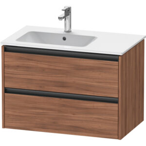 Duravit Ketho 2 wastafelonderbouwkast met 2 laden voor waskom links 81x48x54.9cm met grepen antraciet noten mat K25267079790000