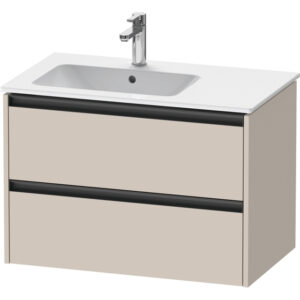 duravit ketho 2 wastafelonderbouwkast met 2 laden voor waskom links 81x48x54.9cm met grepen antraciet taupe mat sw772835