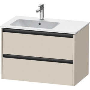 Duravit Ketho 2 wastafelonderbouwkast met 2 laden voor waskom links 81x48x54.9cm met grepen antraciet taupe supermat K25267083830000