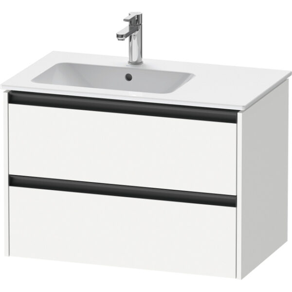 Duravit Ketho 2 wastafelonderbouwkast met 2 laden voor waskom links 81x48x54.9cm met grepen antraciet wit mat K25267018180000