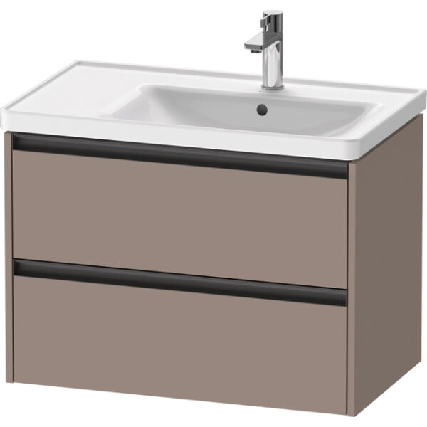 Duravit Ketho 2 wastafelonderbouwkast met 2 laden voor waskom rechts 78.4x45.5x54.9cm met grepen antraciet basalt mat K25286043430000