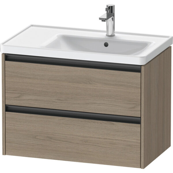 duravit ketho 2 wastafelonderbouwkast met 2 laden voor waskom rechts 78.4x45.5x54.9cm met grepen antraciet eiken terra mat sw772388