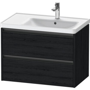 Duravit Ketho 2 wastafelonderbouwkast met 2 laden voor waskom rechts 78.4x45.5x54.9cm met grepen antraciet eiken zwart mat K25286016160000