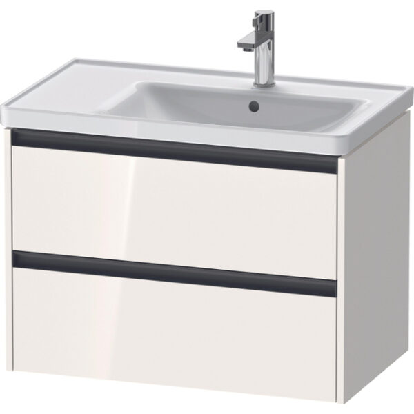 Duravit Ketho 2 wastafelonderbouwkast met 2 laden voor waskom rechts 78.4x45.5x54.9cm met grepen antraciet hoogglans wit K25286022220000