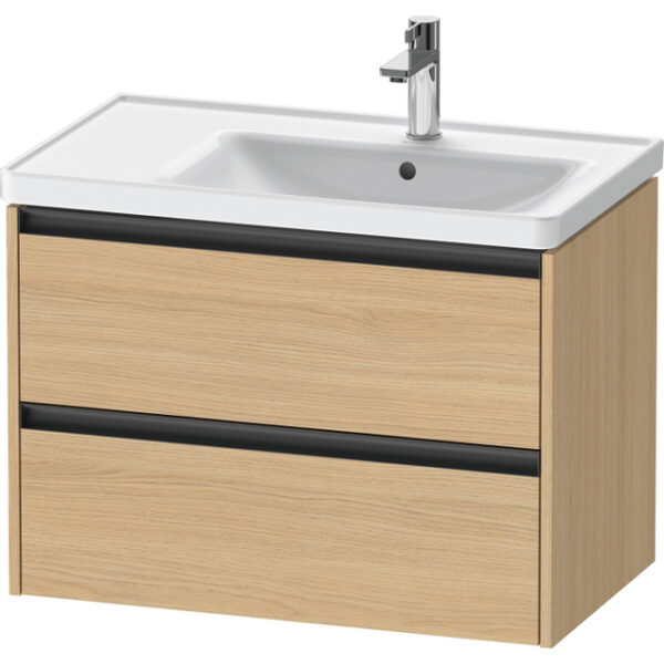 duravit ketho 2 wastafelonderbouwkast met 2 laden voor waskom rechts 78.4x45.5x54.9cm met grepen antraciet natuur eiken mat sw771884