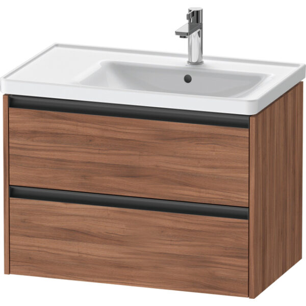 Duravit Ketho 2 wastafelonderbouwkast met 2 laden voor waskom rechts 78.4x45.5x54.9cm met grepen antraciet noten mat K25286079790000