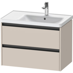 Duravit Ketho 2 wastafelonderbouwkast met 2 laden voor waskom rechts 78.4x45.5x54.9cm met grepen antraciet taupe mat K25286091910000