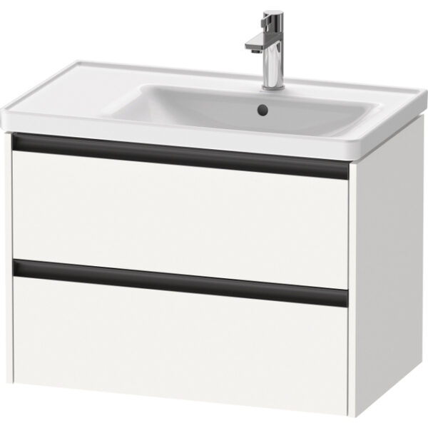 Duravit Ketho 2 wastafelonderbouwkast met 2 laden voor waskom rechts 78.4x45.5x54.9cm met grepen antraciet wit mat K25286018180000