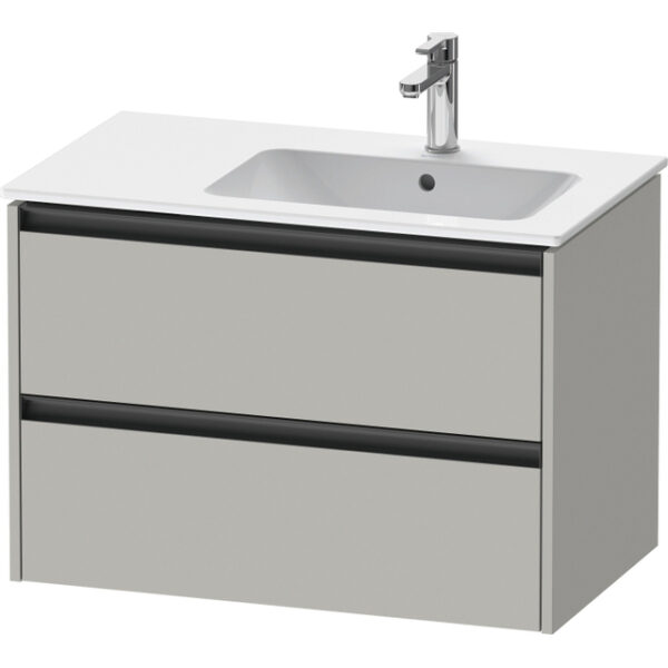 Duravit Ketho 2 wastafelonderbouwkast met 2 laden voor waskom rechts 81x48x54.9cm met grepen antraciet betongrijs mat K25268007070000