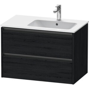 duravit ketho 2 wastafelonderbouwkast met 2 laden voor waskom rechts 81x48x54.9cm met grepen antraciet eiken zwart mat sw772332