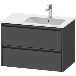 Duravit Ketho 2 wastafelonderbouwkast met 2 laden voor waskom rechts 81x48x54.9cm met grepen antraciet grafiet mat K25268049490000