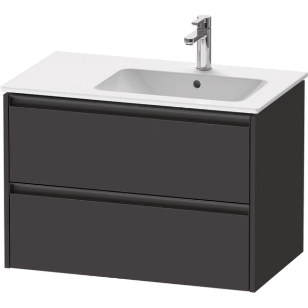 Duravit Ketho 2 wastafelonderbouwkast met 2 laden voor waskom rechts 81x48x54.9cm met grepen antraciet grafiet supermat K25268080800000