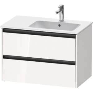 Duravit Ketho 2 wastafelonderbouwkast met 2 laden voor waskom rechts 81x48x54.9cm met grepen antraciet hoogglans wit K25268022220000