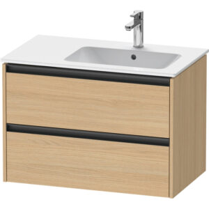 Duravit Ketho 2 wastafelonderbouwkast met 2 laden voor waskom rechts 81x48x54.9cm met grepen antraciet natuur eiken mat K25268030300000