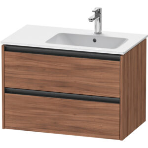 Duravit Ketho 2 wastafelonderbouwkast met 2 laden voor waskom rechts 81x48x54.9cm met grepen antraciet noten mat K25268079790000