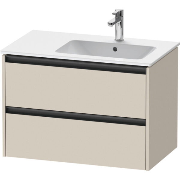 Duravit Ketho 2 wastafelonderbouwkast met 2 laden voor waskom rechts 81x48x54.9cm met grepen antraciet taupe supermat K25268083830000