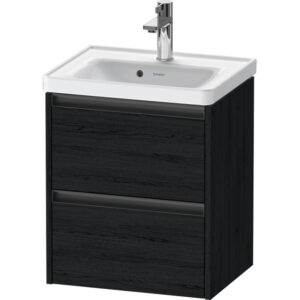 Duravit Ketho 2 Wastafelonderkast - 2 laden - 48.4x37.5x54.9cm - grepen antraciet - eiken zwart mat K25280016160000