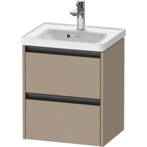 Duravit Ketho 2 Wastafelonderkast - 2 laden - 48.4x37.5x54.9cm - grepen antraciet - linnen mat K25280075750000