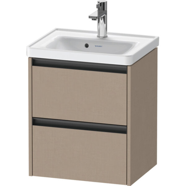 Duravit Ketho 2 Wastafelonderkast - 2 laden - 48.4x37.5x54.9cm - grepen antraciet - linnen mat K25280075750000