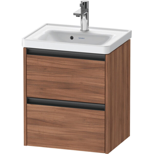 Duravit Ketho 2 Wastafelonderkast - 2 laden - 48.4x37.5x54.9cm - grepen antraciet - noten mat K25280079790000