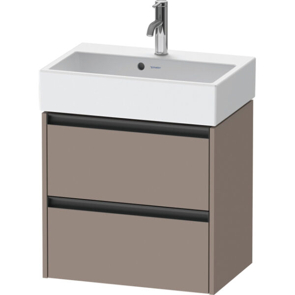 Duravit Ketho 2 Wastafelonderkast - 2 laden - 58.4x39x54.9cm - grepen antraciet - basalt mat K25273043430000