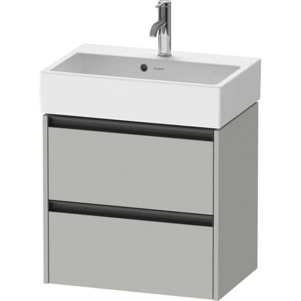 Duravit Ketho 2 Wastafelonderkast - 2 laden - 58.4x39x54.9cm - grepen antraciet - betongrijs mat K25273007070000