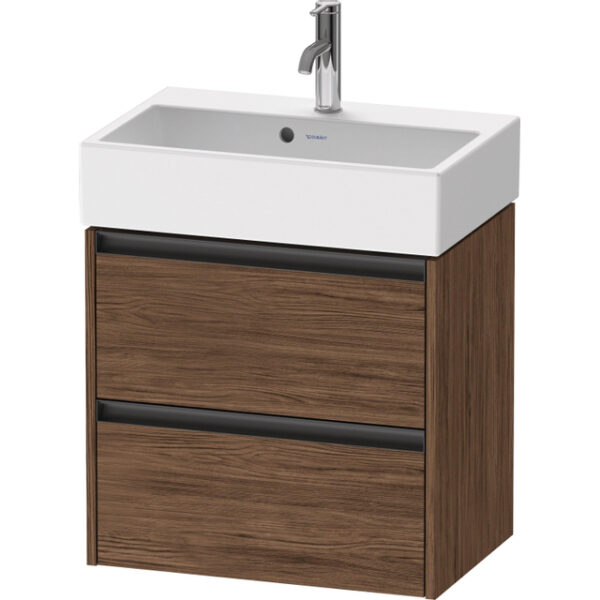 duravit ketho 2 wastafelonderkast 2 laden 58.4x39x54.9cm grepen antraciet donker noten mat sw772734