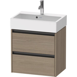 Duravit Ketho 2 Wastafelonderkast - 2 laden - 58.4x39x54.9cm - grepen antraciet - eiken terra mat K25273035350000