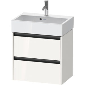 Duravit Ketho 2 Wastafelonderkast - 2 laden - 58.4x39x54.9cm - grepen antraciet - hoogglans wit K25273022220000