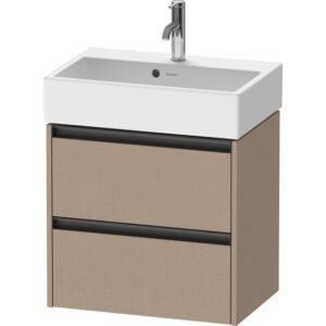 Duravit Ketho 2 Wastafelonderkast - 2 laden - 58.4x39x54.9cm - grepen antraciet - linnen mat K25273075750000