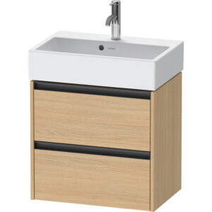 duravit ketho 2 wastafelonderkast 2 laden 58.4x39x54.9cm grepen antraciet natuur eiken mat sw772809