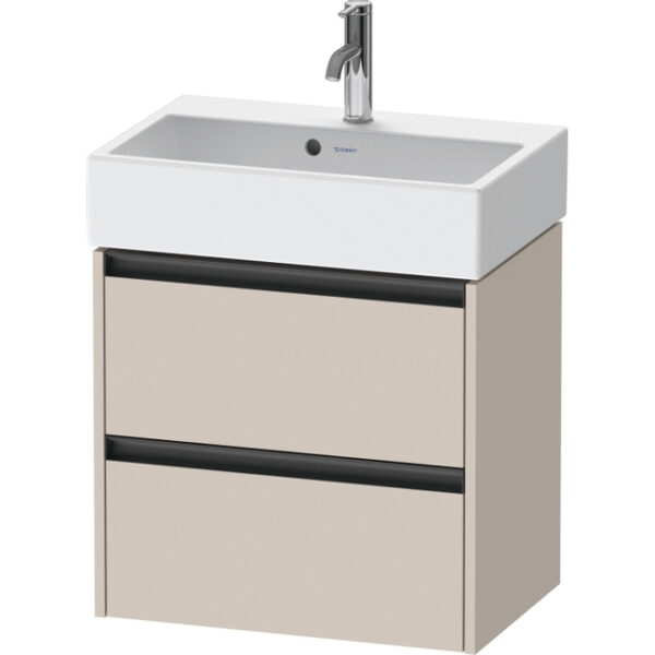 Duravit Ketho 2 Wastafelonderkast - 2 laden - 58.4x39x54.9cm - grepen antraciet - taupe mat K25273091910000