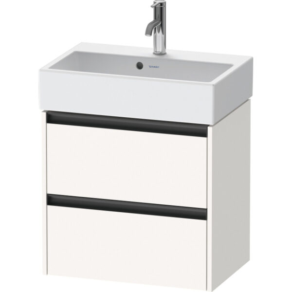 Duravit Ketho 2 Wastafelonderkast - 2 laden - 58.4x39x54.9cm - grepen antraciet - wit supermat K25273084840000