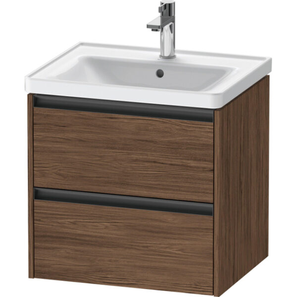 duravit ketho 2 wastafelonderkast 2 laden 58.4x45.5x54.9cm grepen antraciet donker noten mat sw772719