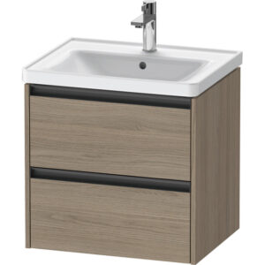 Duravit Ketho 2 Wastafelonderkast - 2 laden - 58.4x45.5x54.9cm - grepen antraciet - eiken terra mat K25281035350000