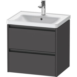 Duravit Ketho 2 Wastafelonderkast - 2 laden - 58.4x45.5x54.9cm - grepen antraciet - grafiet mat K25281049490000