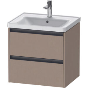 Duravit Ketho 2 Wastafelonderkast - 2 laden - 58.4x45.5x54.9cm - grepen antraciet - linnen mat K25281075750000